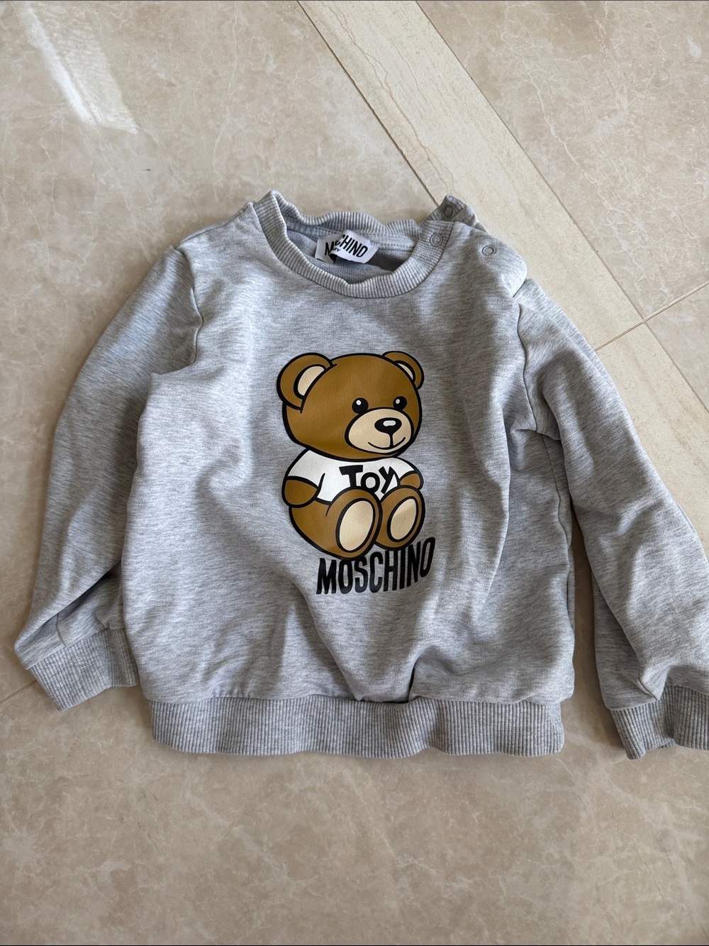 Moschino Kids Light Grey Teddy Logo Sweatshirt